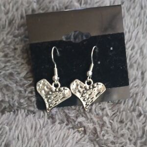 Silver Heart Dangle Earrings